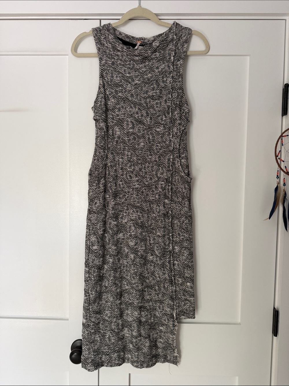 Free People Sleeveless Black and White Asymmetrical Midi Dress